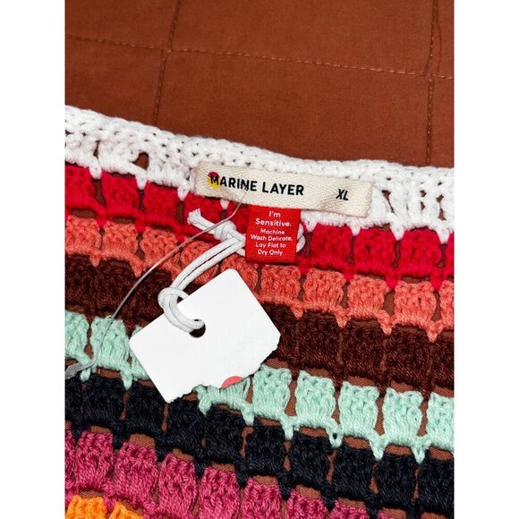 NWT Marine Layer Fiona Multicolor Crochet Striped Women's Mini Dress Size XL - Picture 8 of 9